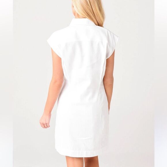 Frame Arie Stretch Linen Button Down Shirt Dress White Medium - Picture 3 of 15